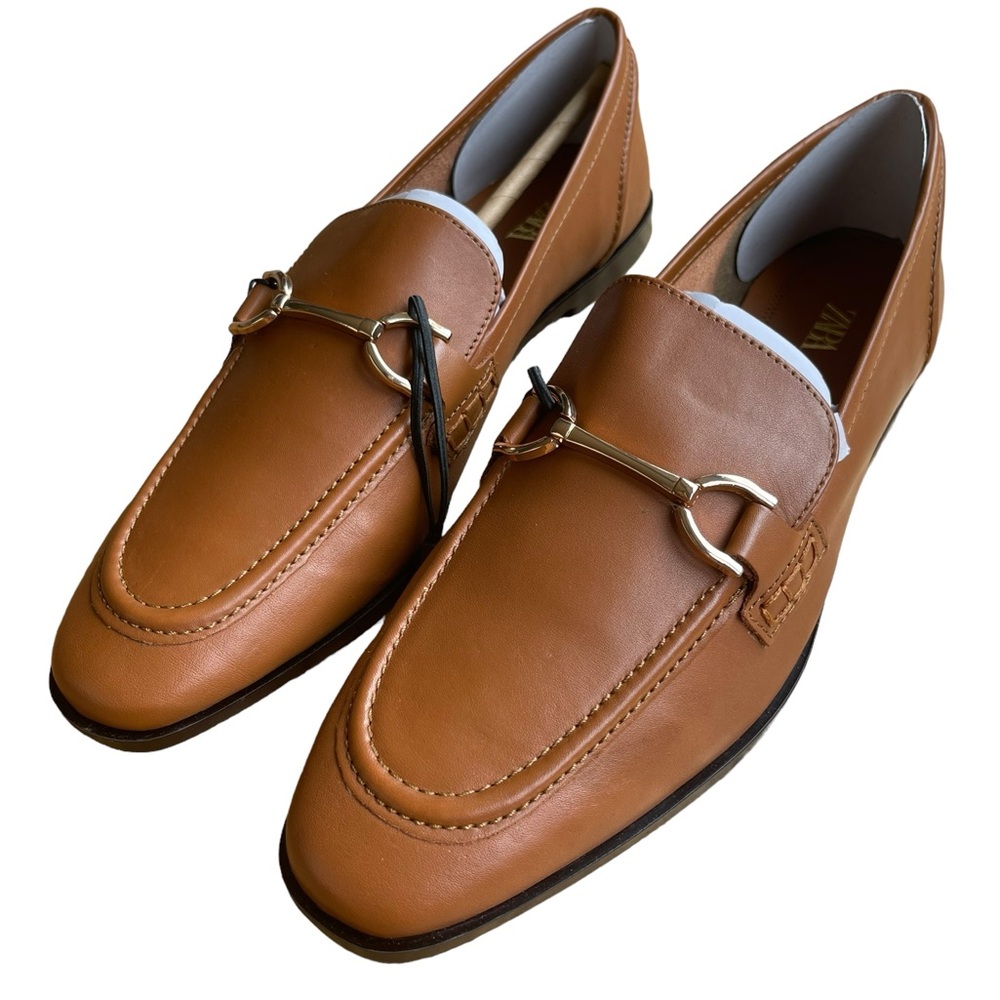 Zara Brown Leather Moccasin Size 10 NWT